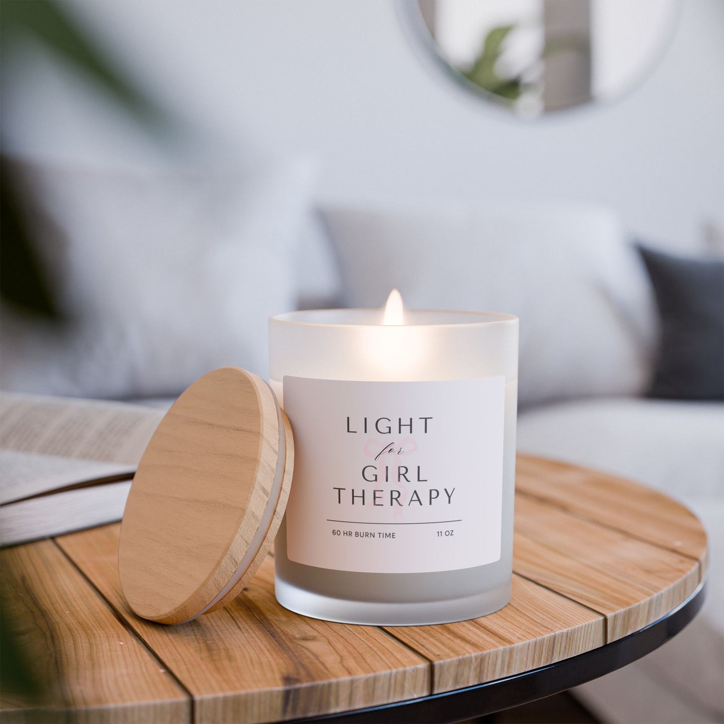 Light for Girl Therapy Frosted Glass Woodwick Candle