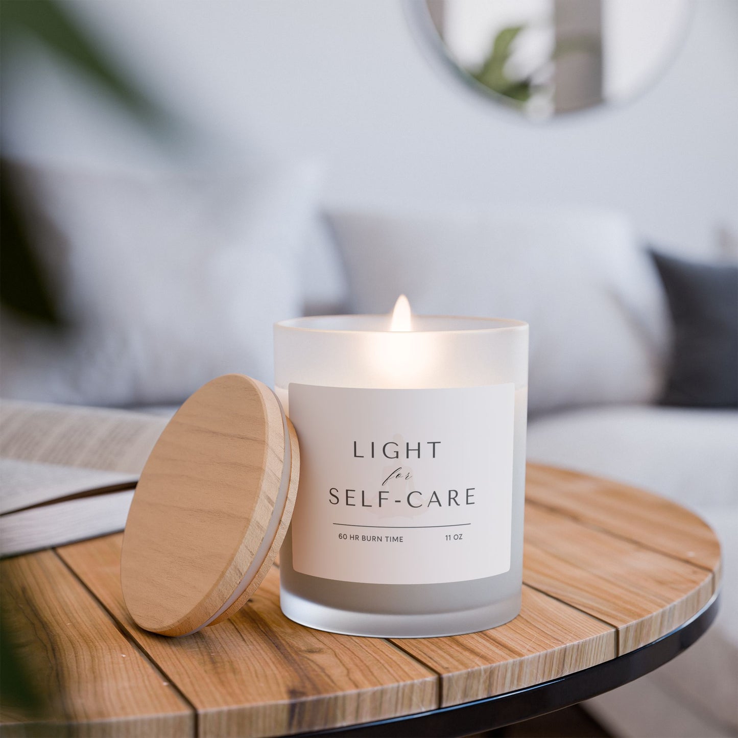 Light for Self-Care Frosted Glass Woodwick Candle