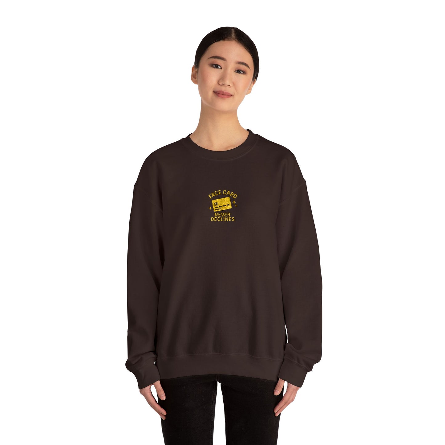 Face Card Never Declines Embroidered Crewneck Sweatshirt