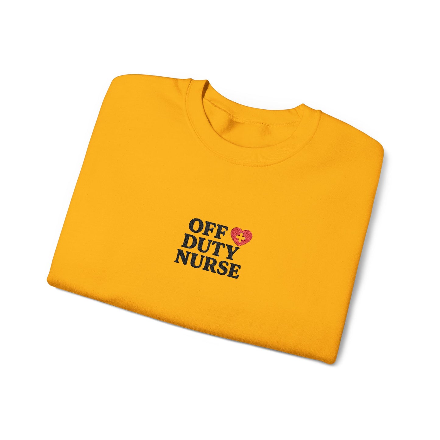 Off Duty Nurse Heart Embroidered Crewneck Sweatshirt