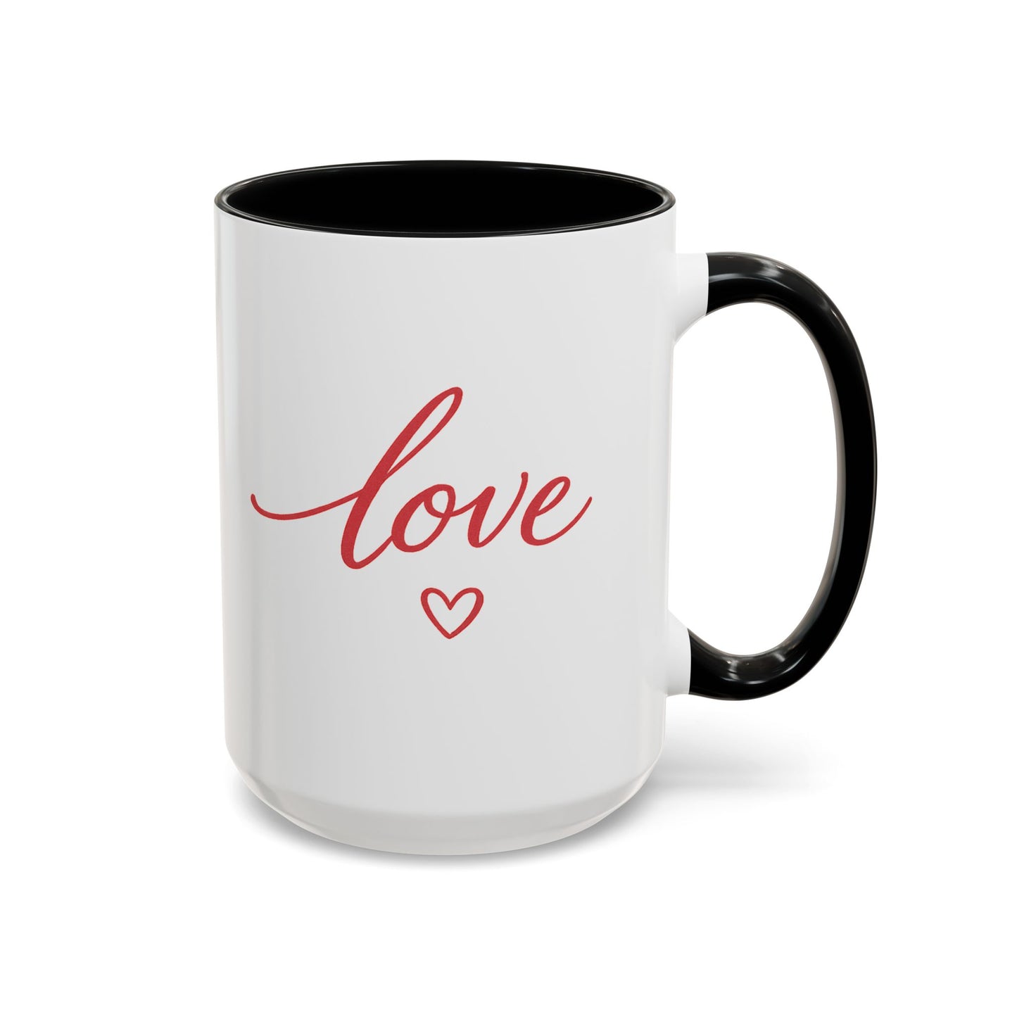 Love Script Accent Coffee Mug – Romantic Heart 11/15oz