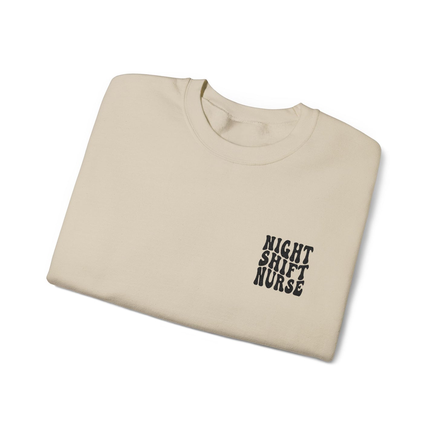 Night Shift Nurse Groovy Embroidered Crewneck Sweatshirt