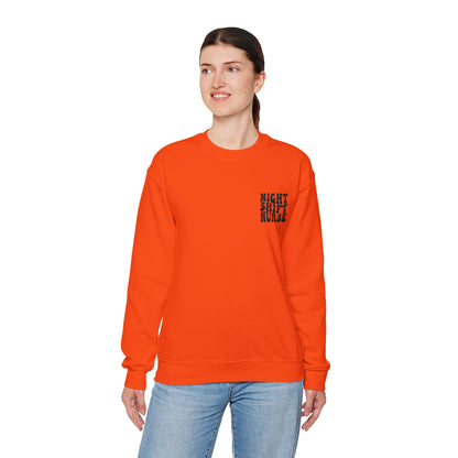 Night Shift Nurse Groovy Embroidered Crewneck Sweatshirt