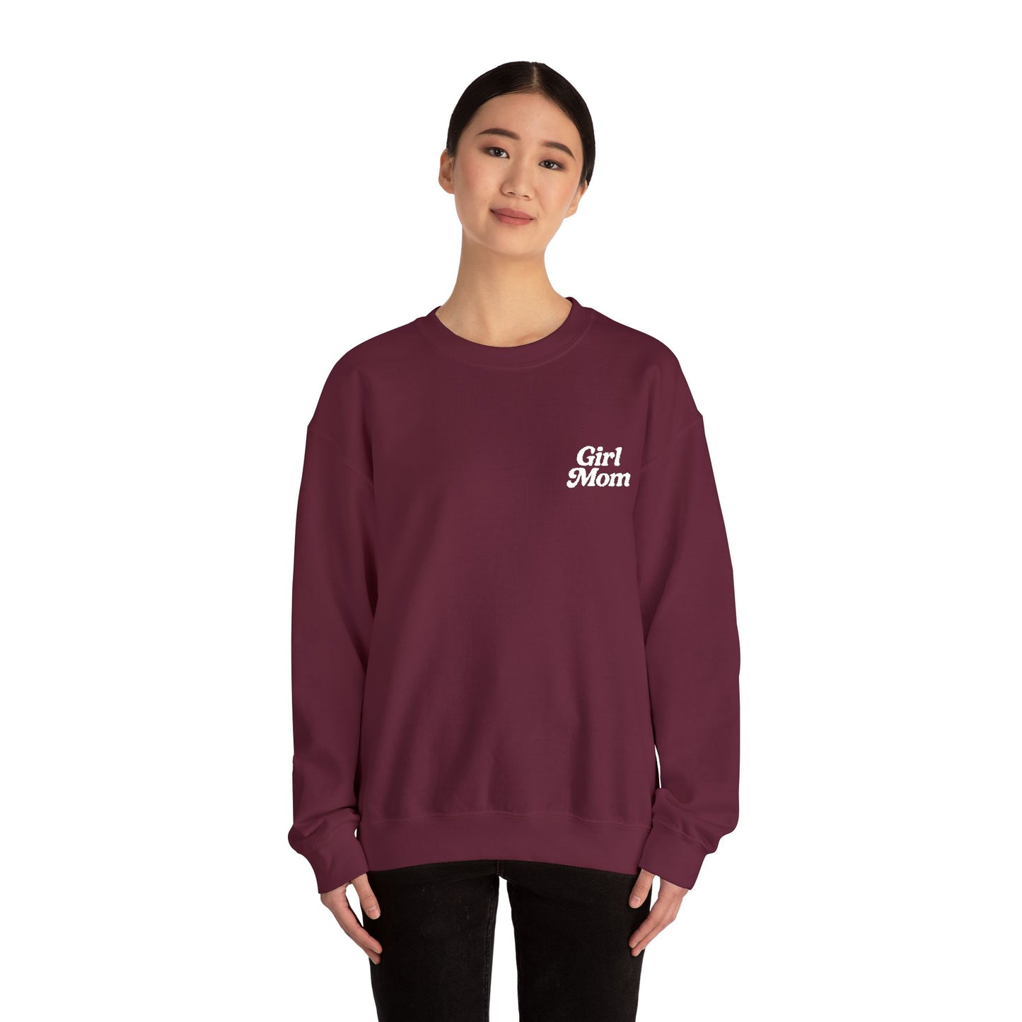 Girl Mom Retro Embroidered Crewneck Sweatshirt