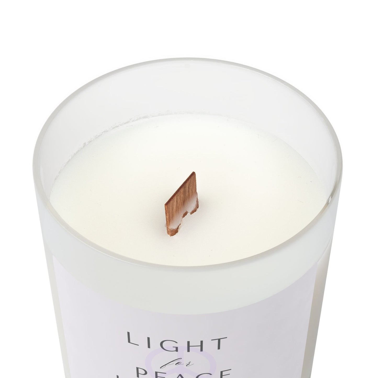 Light for Peace and Healing Frosted Glass Woodwick Candle