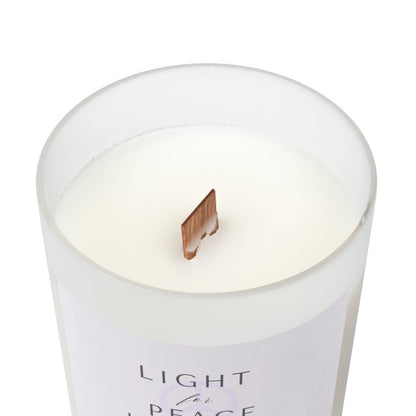 Light for Peace and Healing Frosted Glass Woodwick Candle