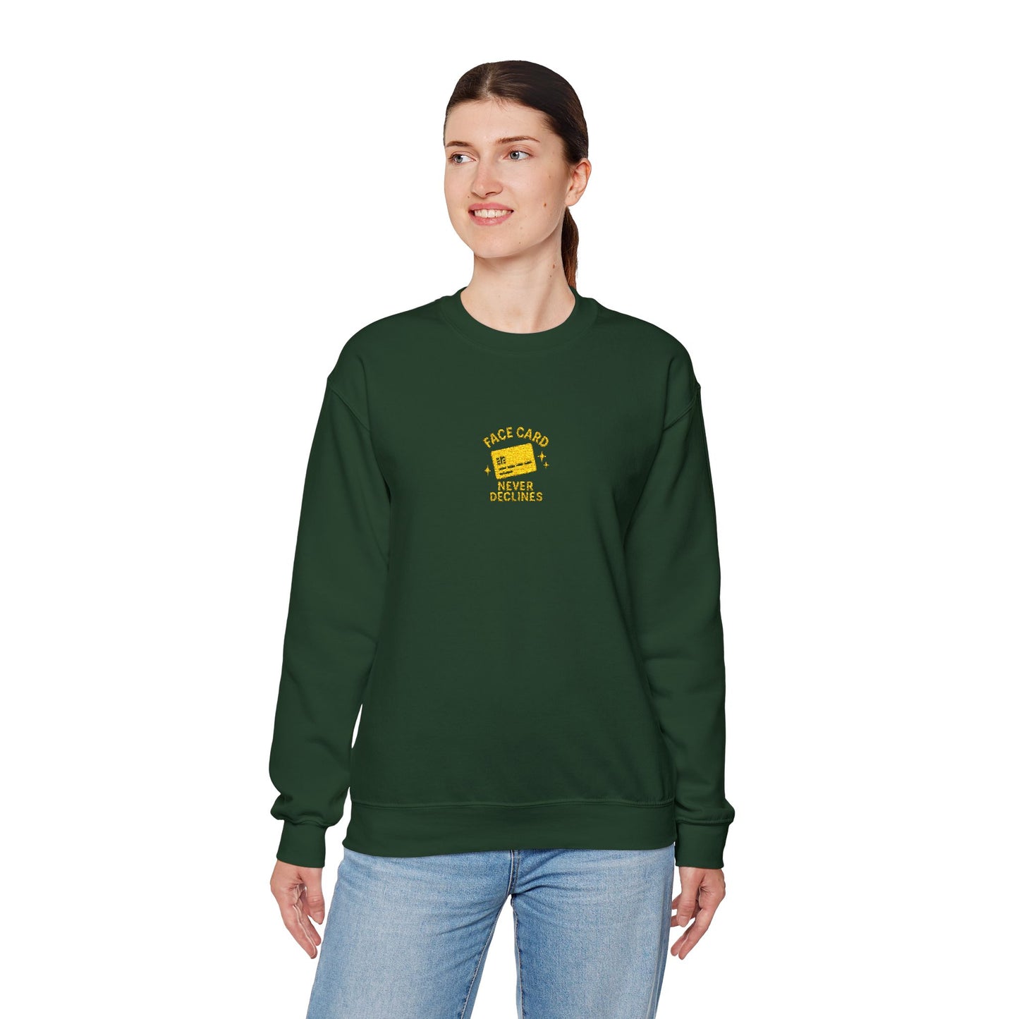 Face Card Never Declines Embroidered Crewneck Sweatshirt