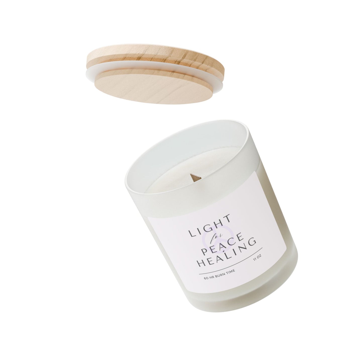 Light for Peace and Healing Frosted Glass Woodwick Candle