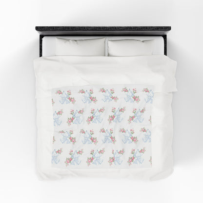 Rosa Beaux Blue Velveteen Plush Blanket