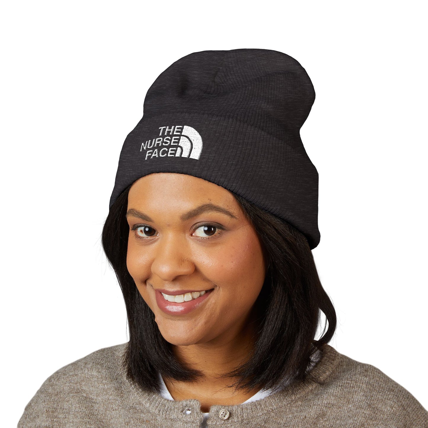 The Nurse Face Embroidered Classic Cuffed Beanie