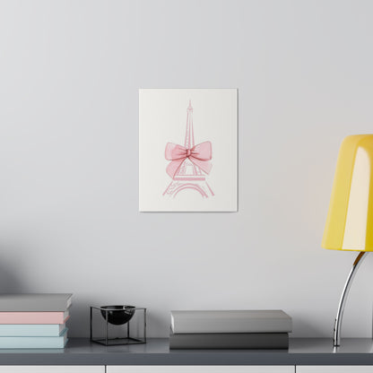 Eiffel Tower Bow Matte Canvas, Stretched