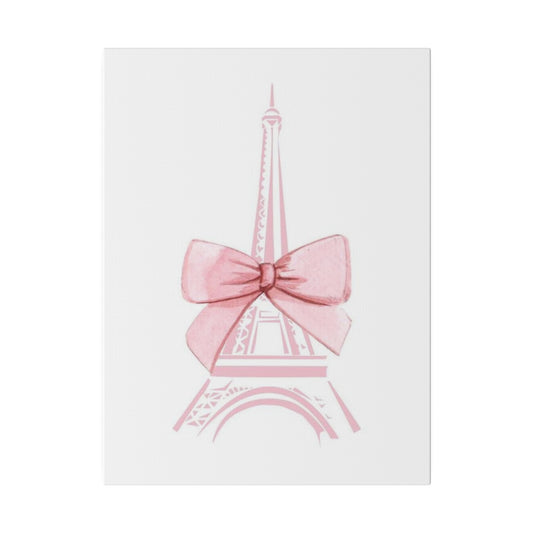 Eiffel Tower Bow Matte Canvas, Stretched