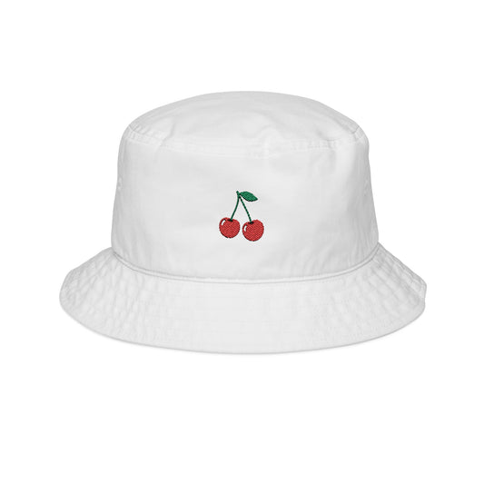 Cherry Embroidered Bucket Hat