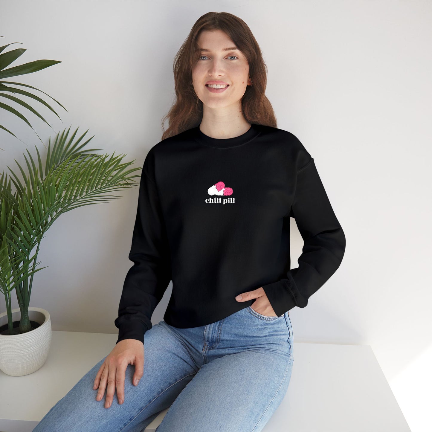 Chill Pill Embroidered Crewneck Sweatshirt