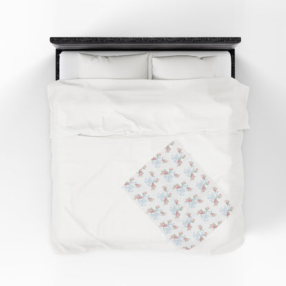 Rosa Beaux Blue Velveteen Plush Blanket