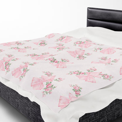 Rosa Beaux Pink Velveteen Plush Blanket