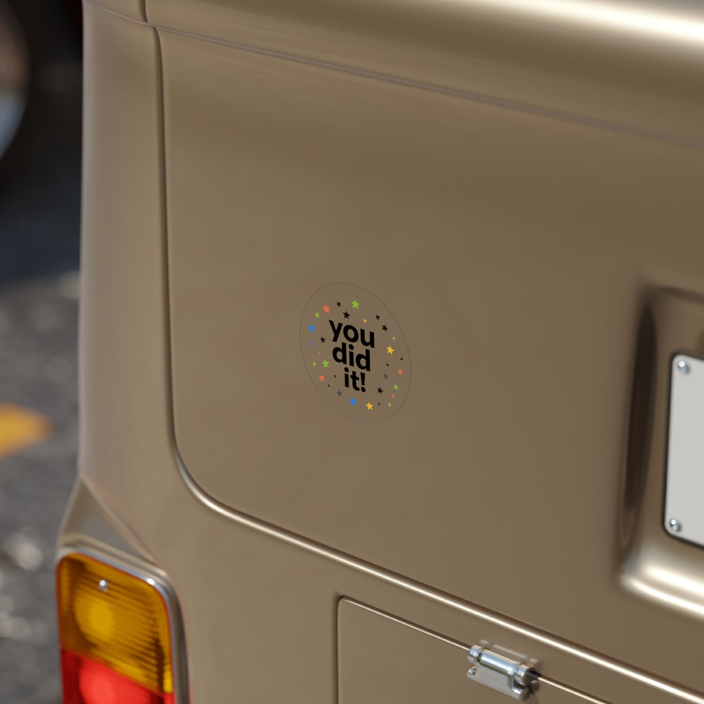 You Did It! Round Transparent Outdoor Sticker — Celebration Reward Decal