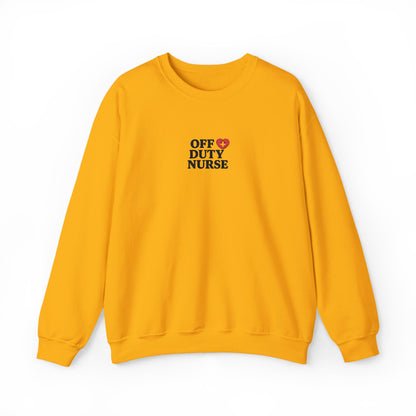 Off Duty Nurse Heart Embroidered Crewneck Sweatshirt