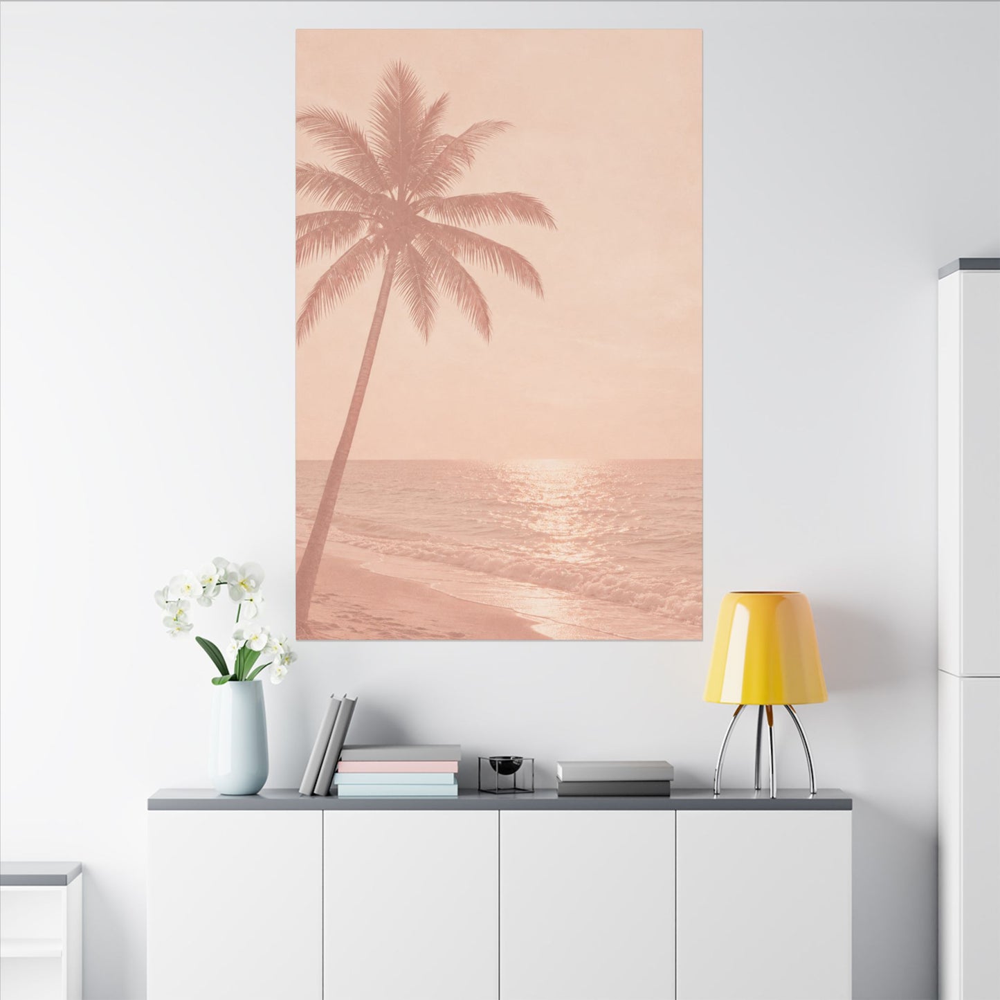 Blush Palm Beach — Matte Stretched Canvas Wall Art