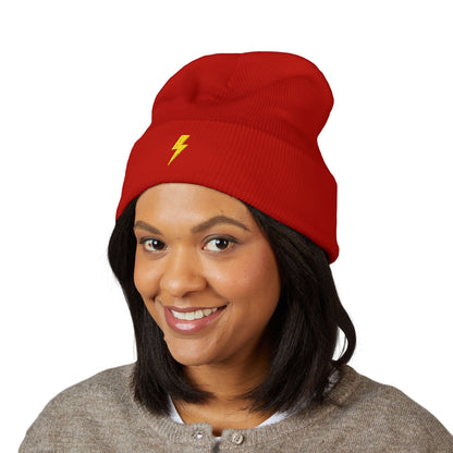 Lightning Bolt Embroidered Classic Cuffed Beanie