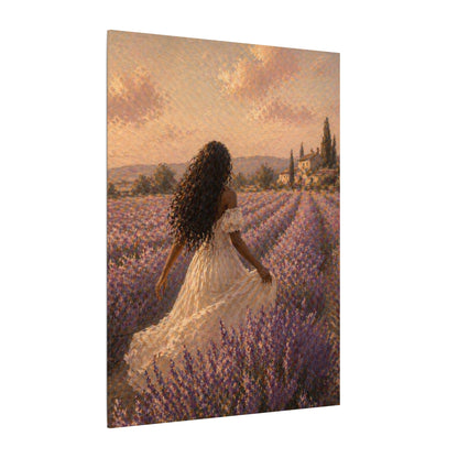Lavender Field Canvas Print — Woman in Spring Meadow (Matte Stretched)