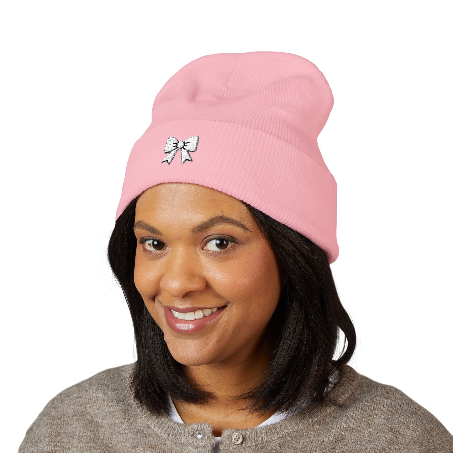 Emoji Bow Embroidered Classic Cuffed Beanie