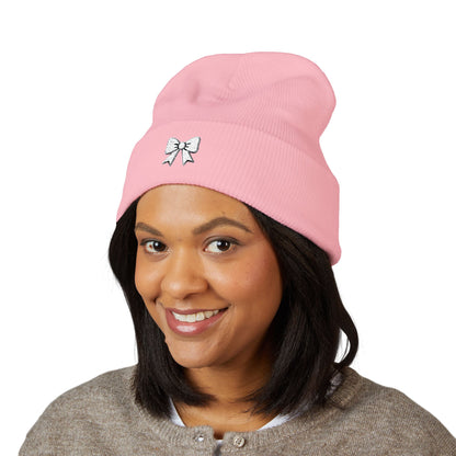 Emoji Bow Embroidered Classic Cuffed Beanie
