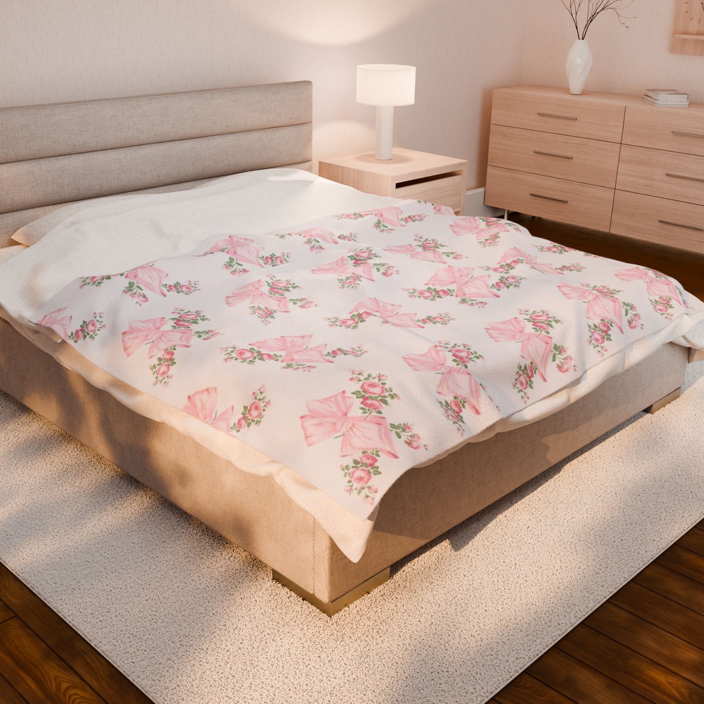 Rosa Beaux Pink Velveteen Plush Blanket
