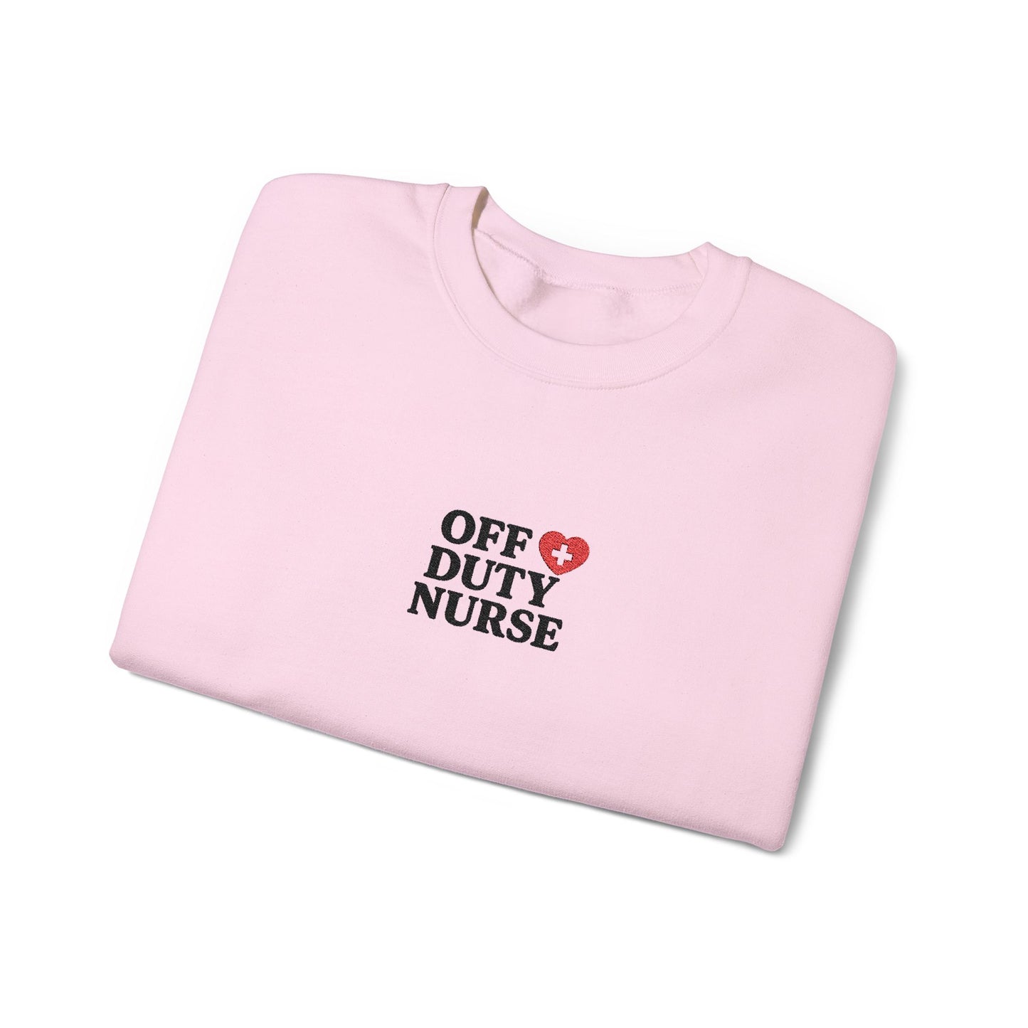 Off Duty Nurse Heart Embroidered Crewneck Sweatshirt