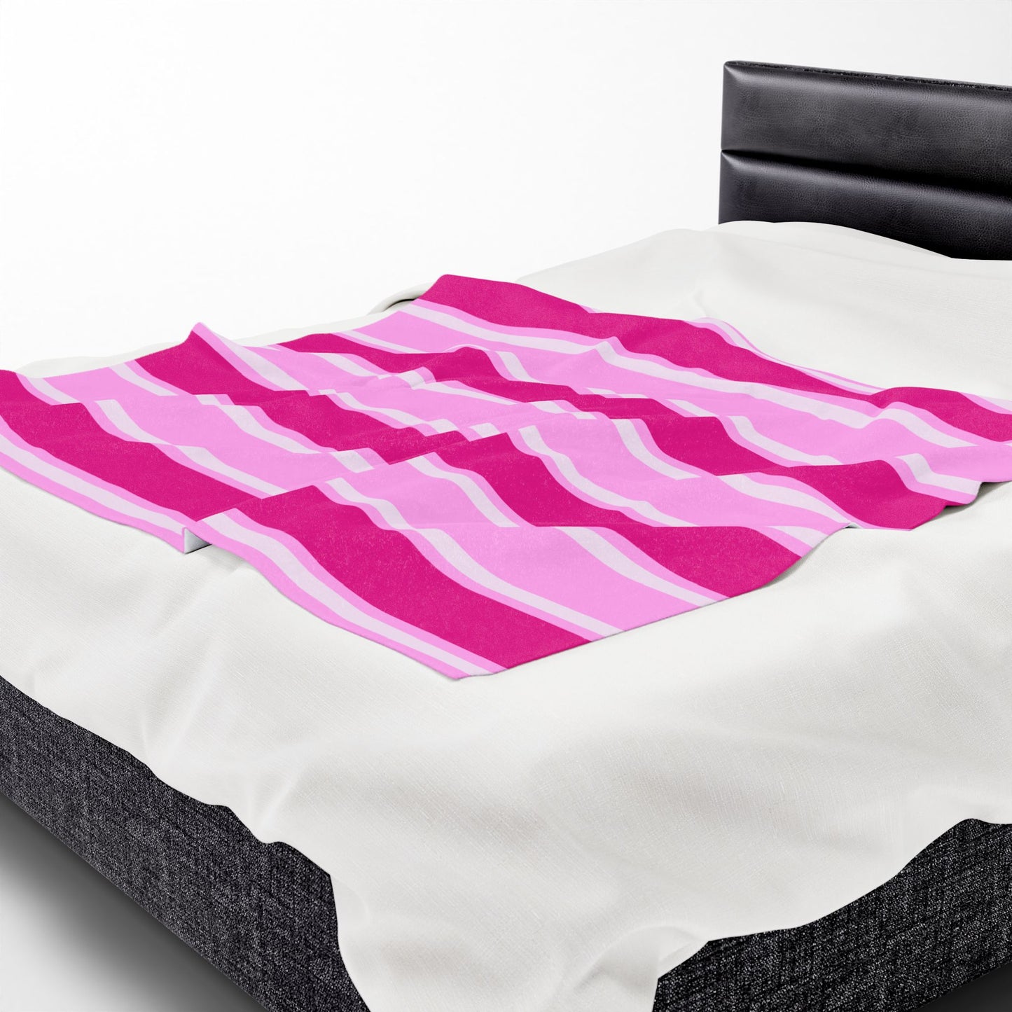 Think Pink Striped Velveteen Plush Blanket