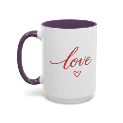 Love Script Accent Coffee Mug – Romantic Heart 11/15oz