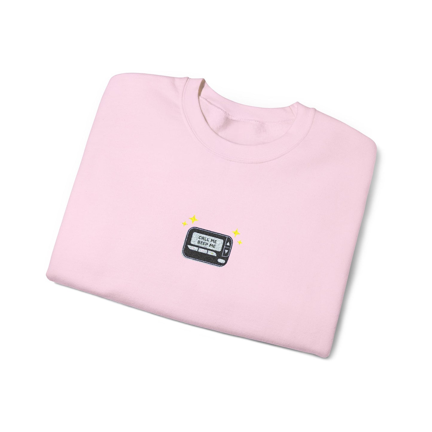 Call Me Beep Me Pager Embroidered Crewneck Sweatshirt