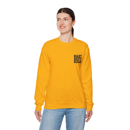 Night Shift Nurse Groovy Embroidered Crewneck Sweatshirt