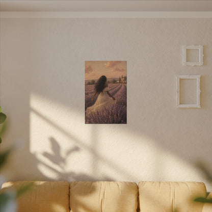 Lavender Field Canvas Print — Woman in Spring Meadow (Matte Stretched)