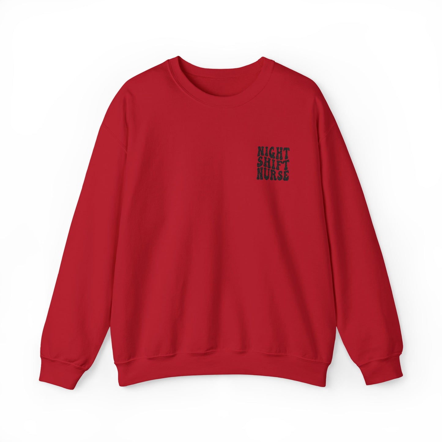 Night Shift Nurse Groovy Embroidered Crewneck Sweatshirt