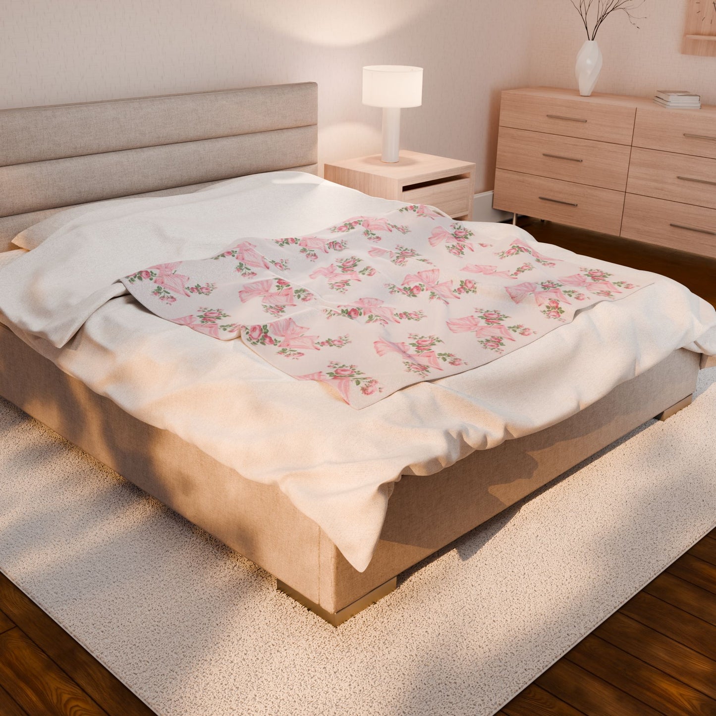 Rosa Beaux Pink Velveteen Plush Blanket