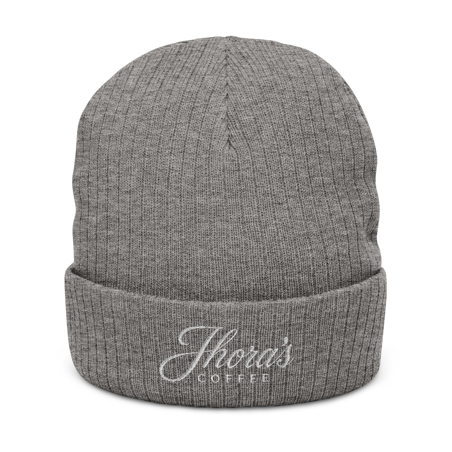 Jhora's Coffee Embroidered Ribbed Beanie