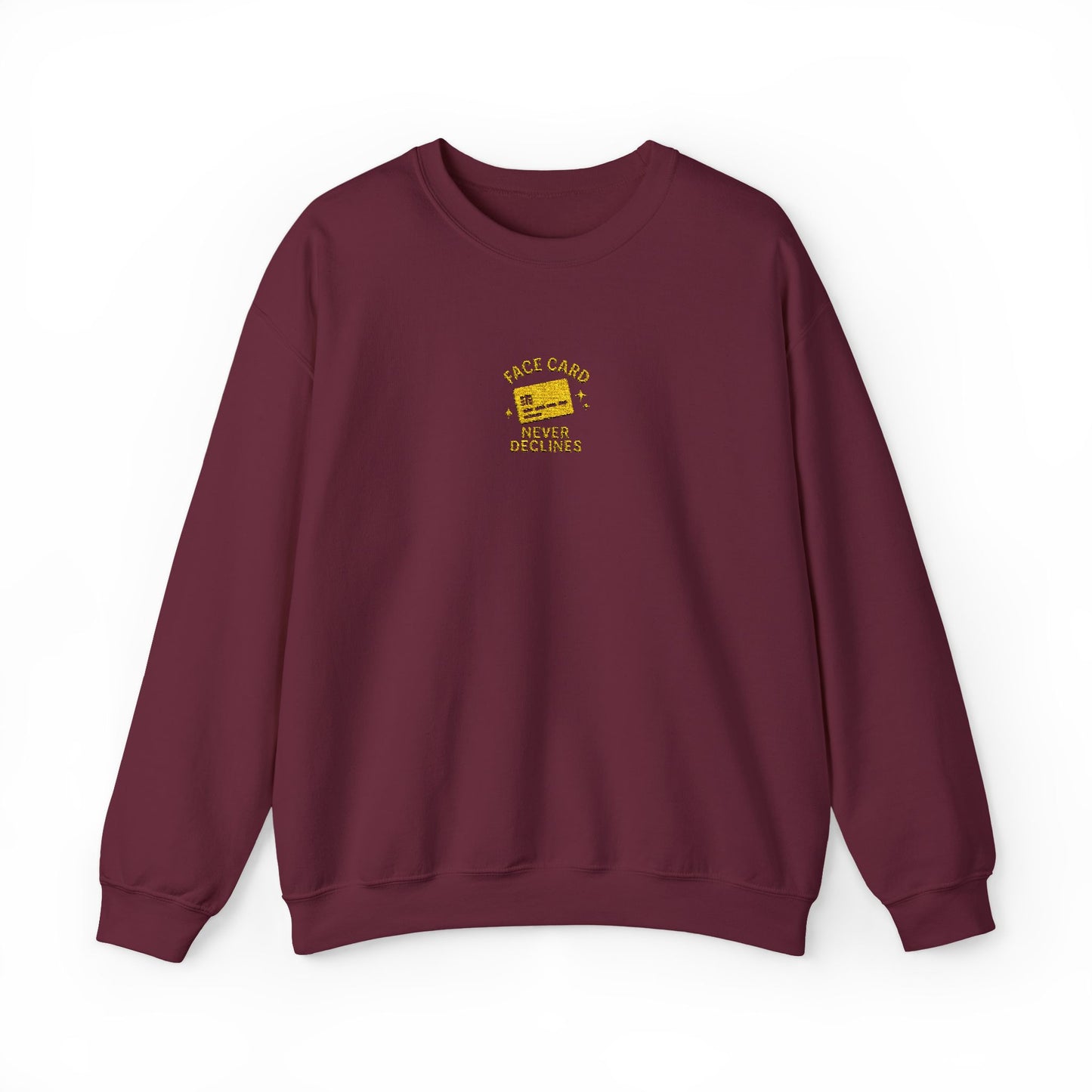 Face Card Never Declines Embroidered Crewneck Sweatshirt