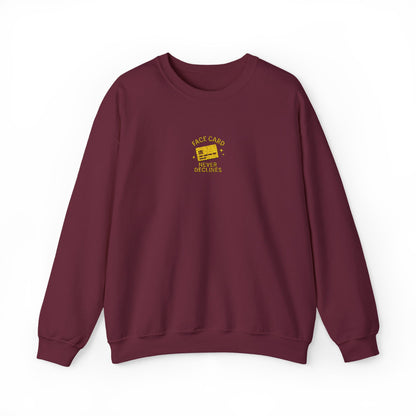 Face Card Never Declines Embroidered Crewneck Sweatshirt