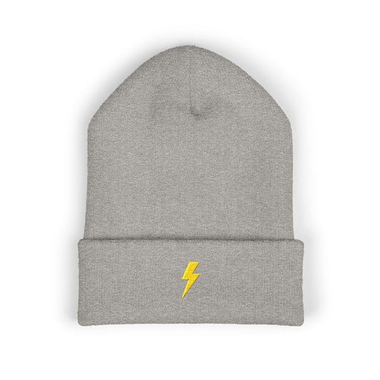 Lightning Bolt Embroidered Classic Cuffed Beanie