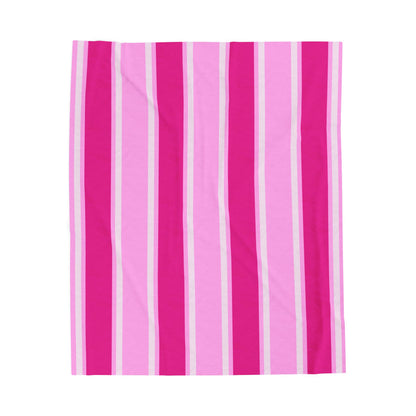 Think Pink Striped Velveteen Plush Blanket