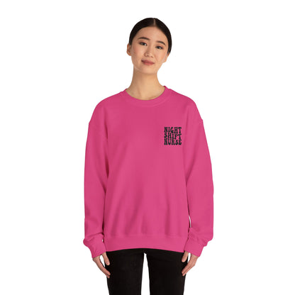 Night Shift Nurse Groovy Embroidered Crewneck Sweatshirt