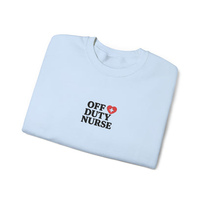 Off Duty Nurse Heart Embroidered Crewneck Sweatshirt