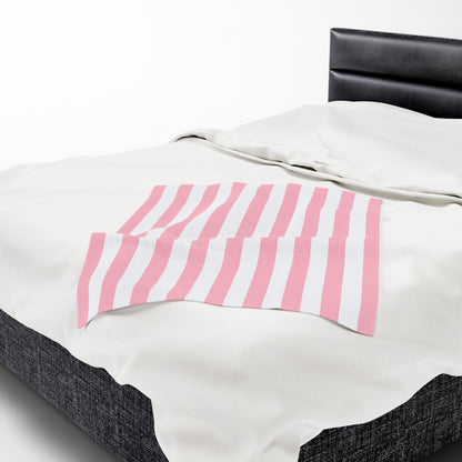 Pink Striped Summer Velveteen Plush Blanket