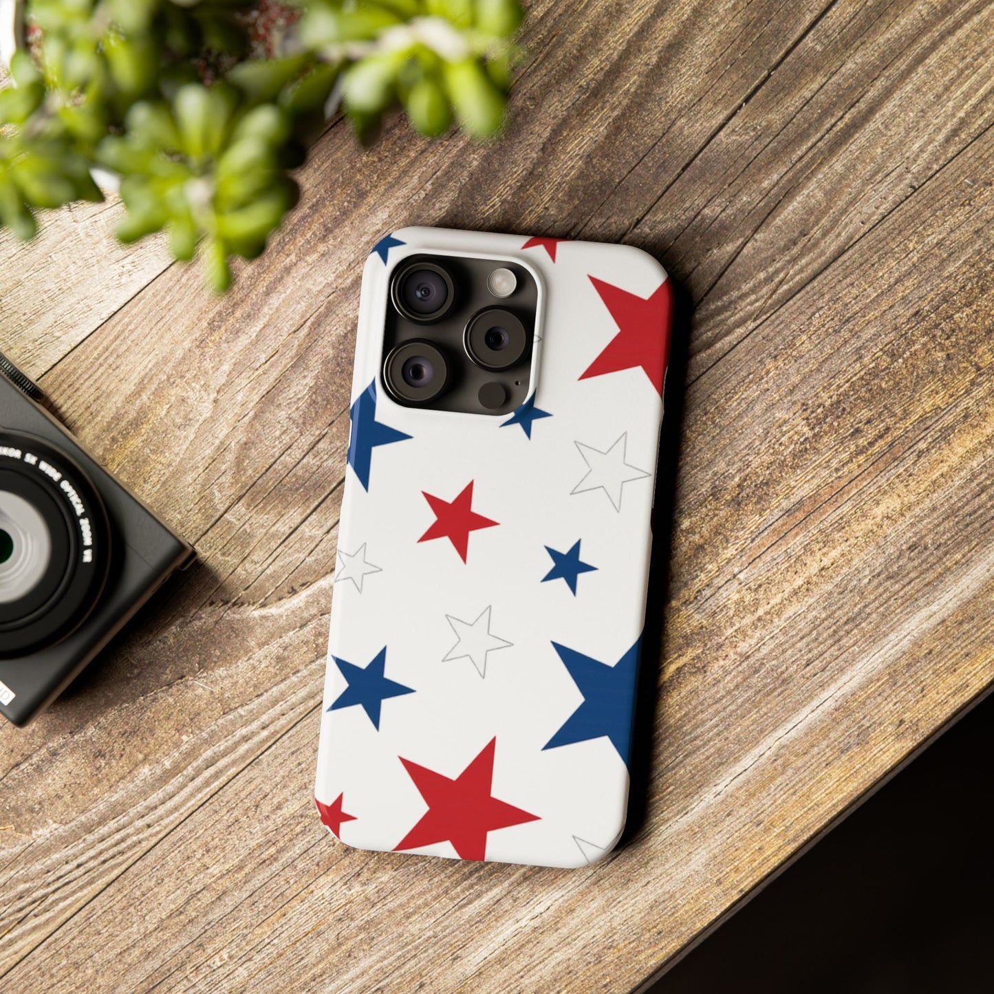 Red White and Blue Stars Slim iPhone Case