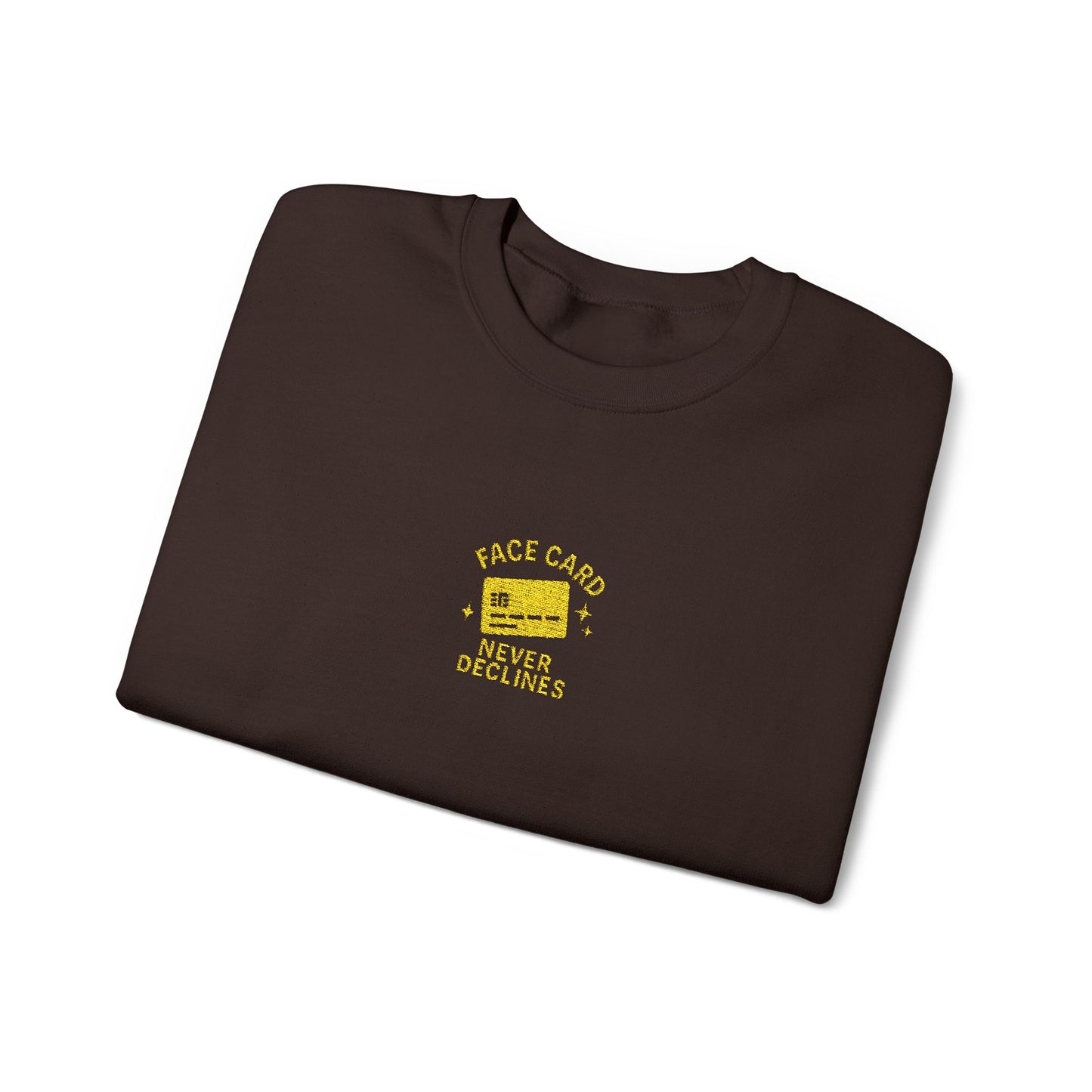 Face Card Never Declines Embroidered Crewneck Sweatshirt
