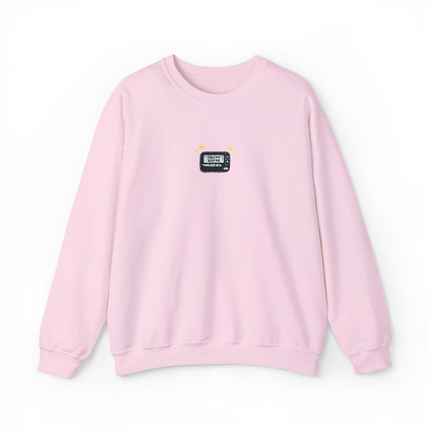 Call Me Beep Me Pager Embroidered Crewneck Sweatshirt