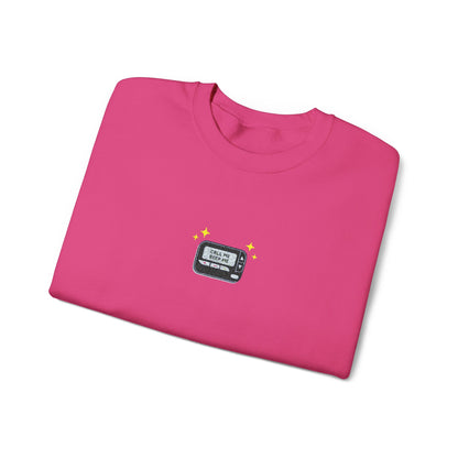 Call Me Beep Me Pager Embroidered Crewneck Sweatshirt