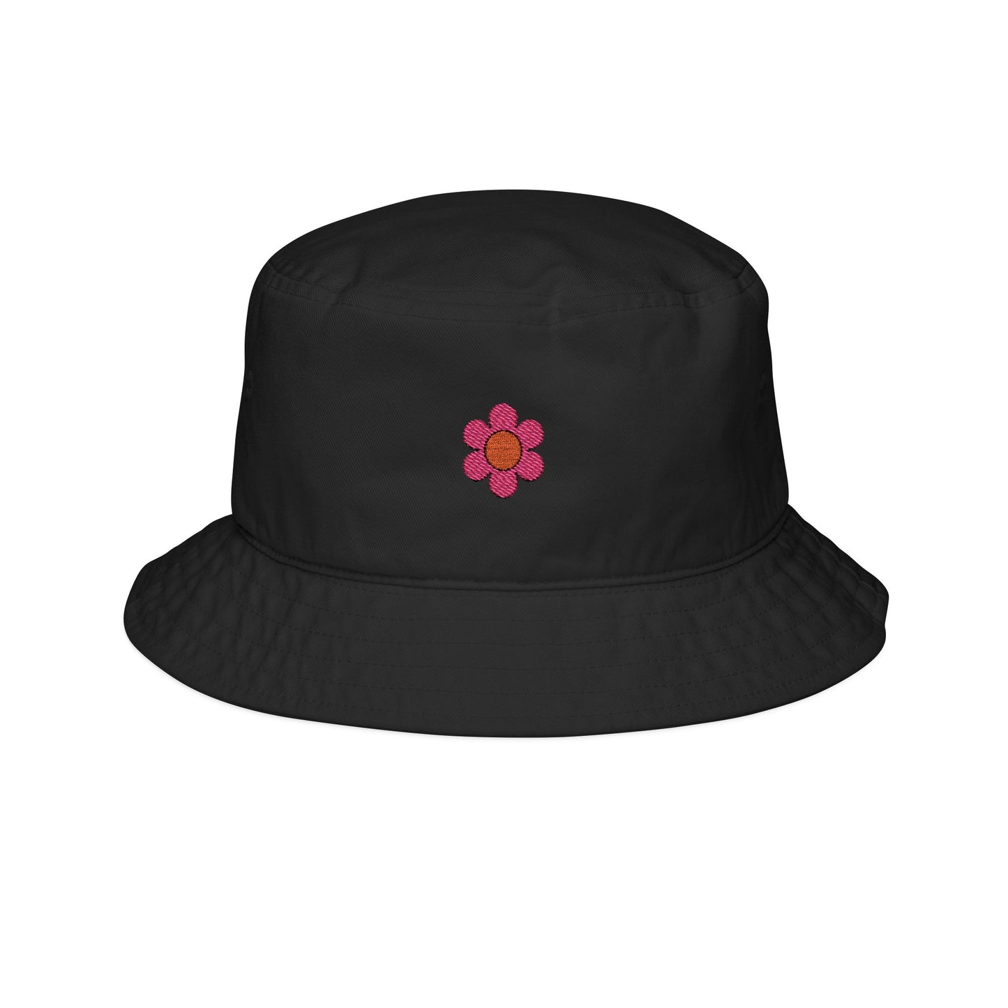 Retro Flower Pink Embroidered Bucket Hat