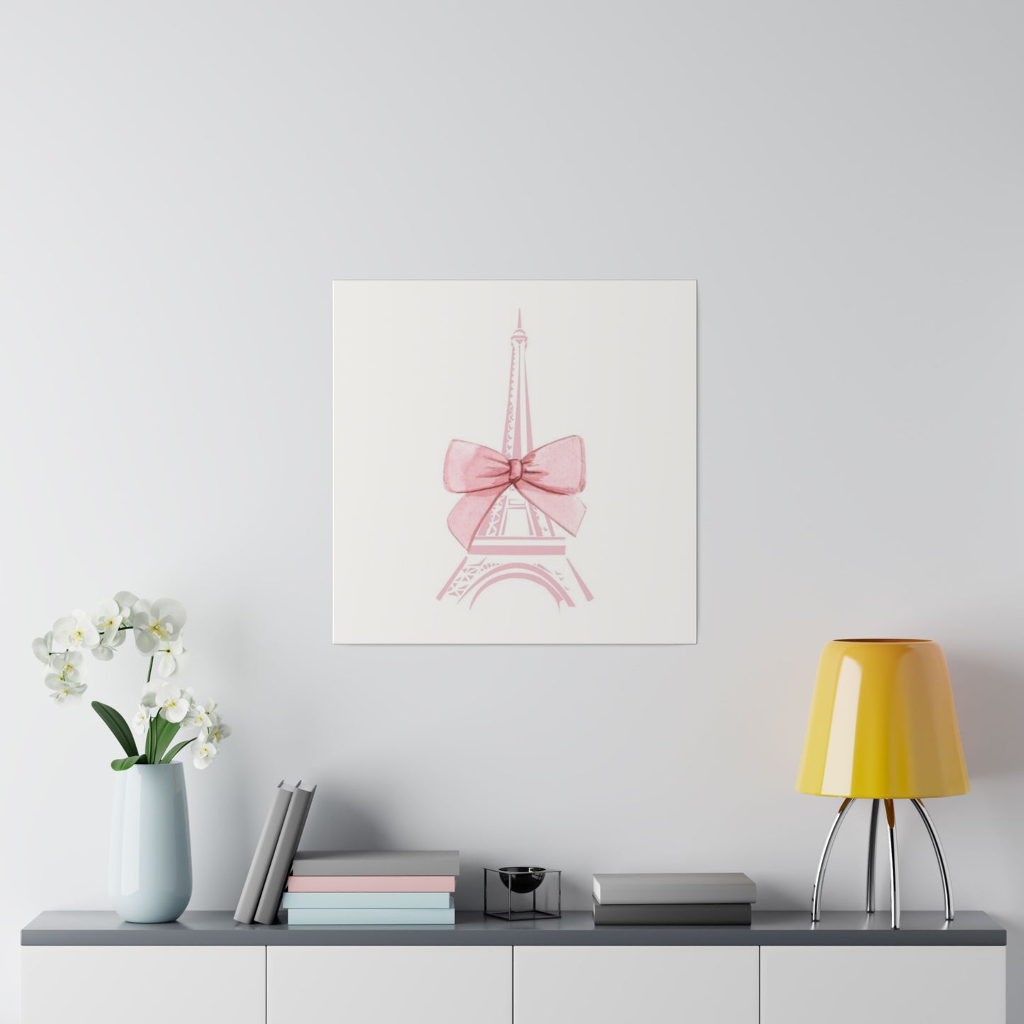 Eiffel Tower Bow Matte Canvas, Stretched